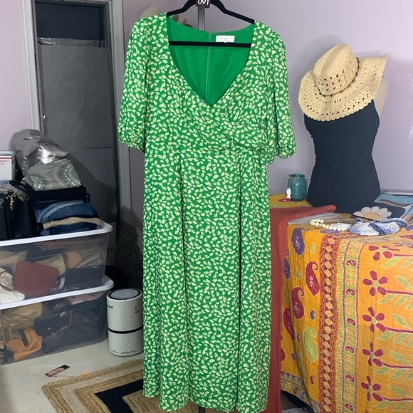 WAYF XL GREEN DAISY MAXI DRESS - Picture 2 of 4